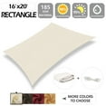 thumbnail image 2 of IC ICLOVER 16' x 20' Waterproof Sun Shade Sail Rectangle Canopy Awning Shelter Polyester Fabric Cloth for Patio Yard Deck Pergola Outdoor Sun Sail Shade 98% UV Block Sunshade - Beige, 2 of 8