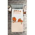 thumbnail image 2 of Ambesonne Cat Quilted Coverlet 2 Pcs, Banner with Little Kitties, Twin Size, Orange Cream White, 2 of 2