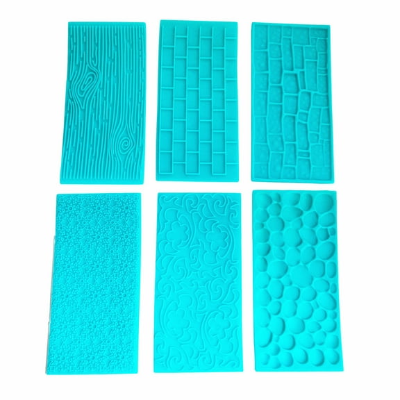 Silicone Mold 6pcs/set Flower Tree Bark Brick Wall Stone Texture for Mat for Handmade Jelly Cupcake Cookie