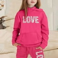thumbnail image 2 of Zylarhe Girls Boys Sweatshirt Girls Outfits&Set Fashion Casual Printed Long Sleeved Hooded Top Hoodie Pants Suit for Girls Hot Pink 10-11 Years, 2 of 4