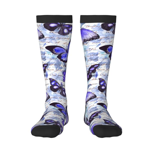 Fotbe Butterflies Calcetas Divertidas Estampadas para Hombre y Mujer, Calcetas de Algodón hasta la Rodilla para Caminar, Correr, Enfermería y Embarazo