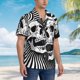 thumbnail image 3 of Balery Psychedelic Skull Illusion Art Camisas hawaianas de manga corta para hombre, camisas playeras de corte holgado, camisas de vacaciones con botones,Medium, 3 of 7