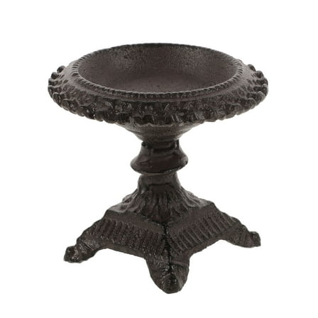 KAKOWELY Retro Style Candlestick Holder 1Pack Cast Iron in Black 9.5x9.5x9in for Home Decor and Office Use