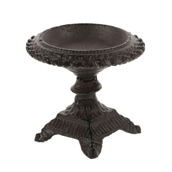 KAKOWELY Retro Style Candlestick Holder 1Pack Cast Iron in Black 9.5x9.5x9in for Home Decor and Office Use