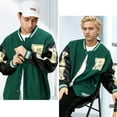 thumbnail image 6 of HISITOSA Mens Varsity College Jacket Baseball Bomber Jacket Vintage Sweatshirt Casual Unisex Streetwear Coats with Patch, 6 of 7