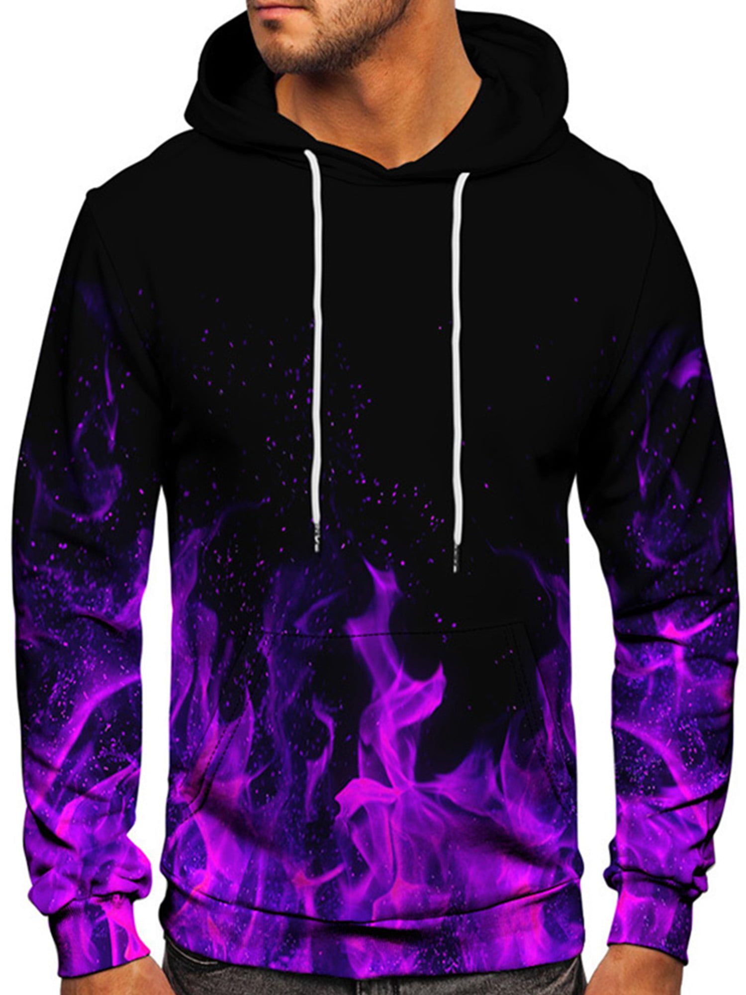 Man 3D Zip Hoodies Printed Purple Flame Skulls Zipper Coat Mens Trend Hip Hop Large Size Unisex