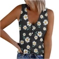 thumbnail image 2 of HOMBOM Tank Tops Sleeveless Black V-neck Button T-shirt Fashion Print Spring Tops for Women 2024 S, 2 of 5