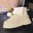 thumbnail image 5 of Beige Females Fashionable Winter Thick Bottomed Round Toe Boots With Warm Ball Short Tube Student Style Ideal For Casual Wear, 5 of 9