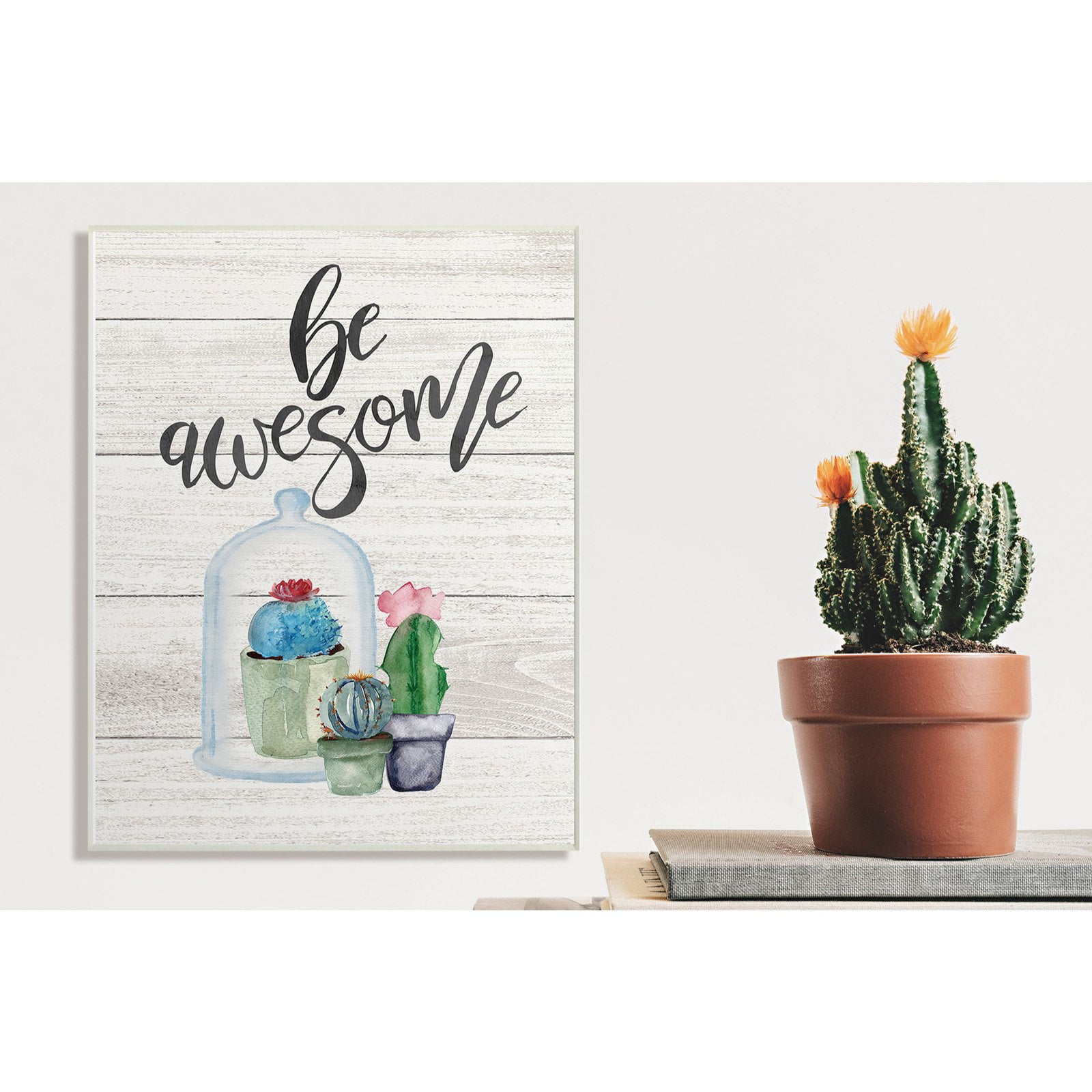 The Stupell Home Decor Collection Be Awesome Cactus Wall Art