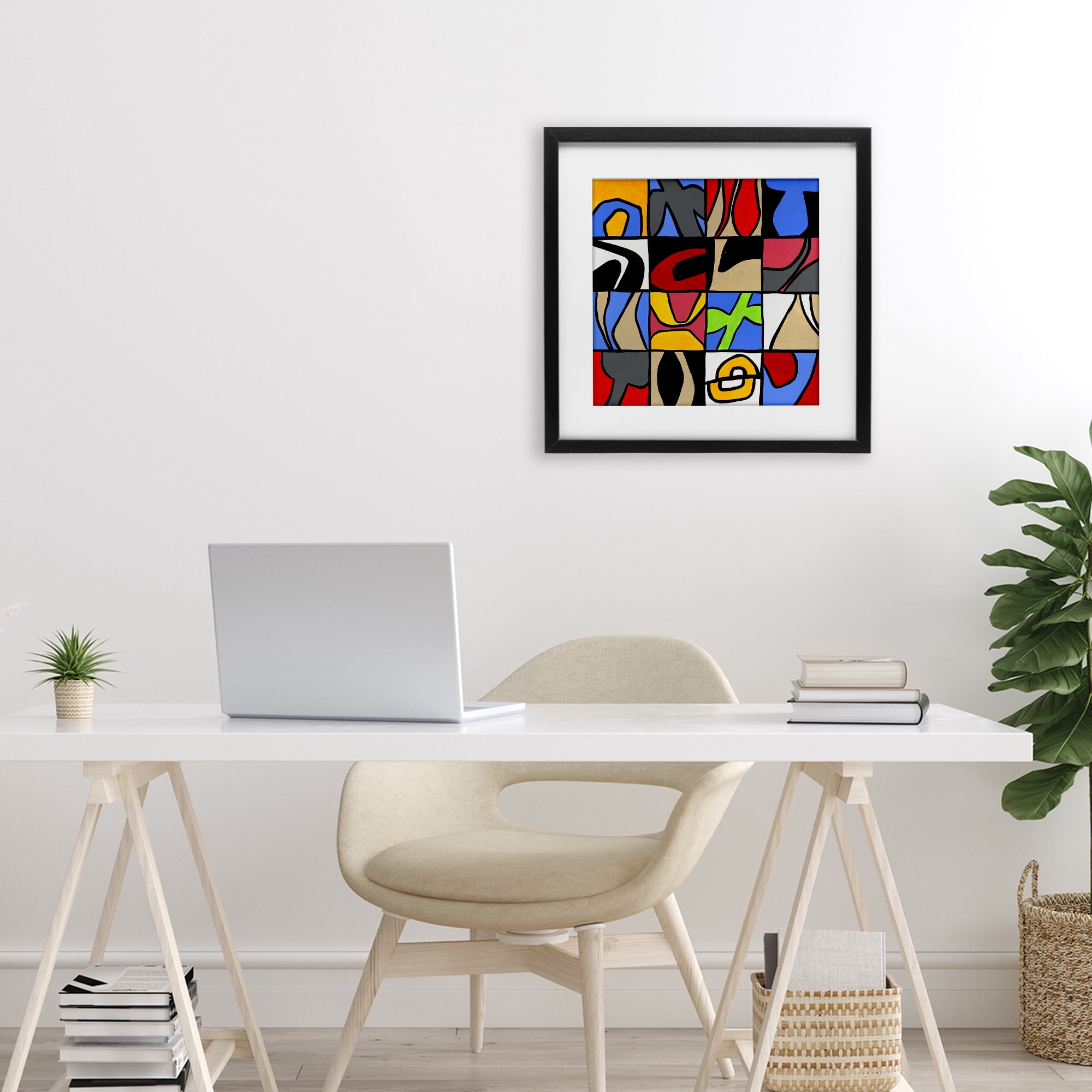 Stupell Industries Alternating Contrast Shapes Abstraction Black Framed Print Under Glass, design by Ruth Fromstein
