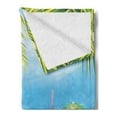 thumbnail image 2 of Tropical Soft Flannel Fleece Blanket, Fresh Summer Fruits Coconut and Pineapple Drinks at Exotic Beach Palm Trees, Cozy Plush for Indoor and Outdoor Use, 70" x 90", Blue Green Brown, by Ambesonne, 2 of 5