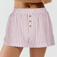 thumbnail image 2 of Summer Shorts for Women Stripes Elastic High Waist Loose Pant Casual Wide Leg Breathable Shorts, 2 of 6