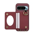 thumbnail image 6 of Crossbody Wallet Case for Google Pixel 9 / 9 Pro with Make-up Mirror, PU Leather Lanyard Purse Magnetic Clasp Card Holder, Flip Kickstand Shockproof Phone Cover for Google Pixel 9 / 9 Pro, Winered, 6 of 7