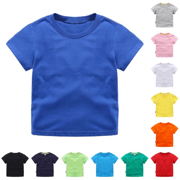SUXIAN Toddler T Shirts Organic Short Sleeve Crewneck Basic Tee Classic Fit Soft Tshirt Kids A 8-10 Years