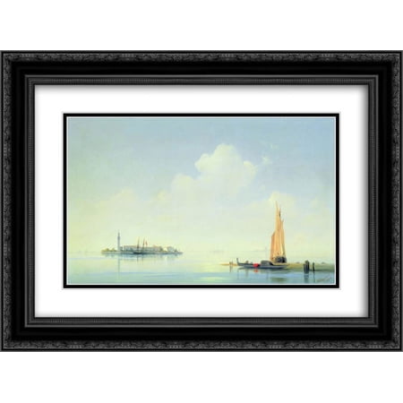 Ivan Aivazovsky 2x Matted 24x18 Black Ornate Framed Art Print 'The harbour of Venice, the island of San Georgio'
