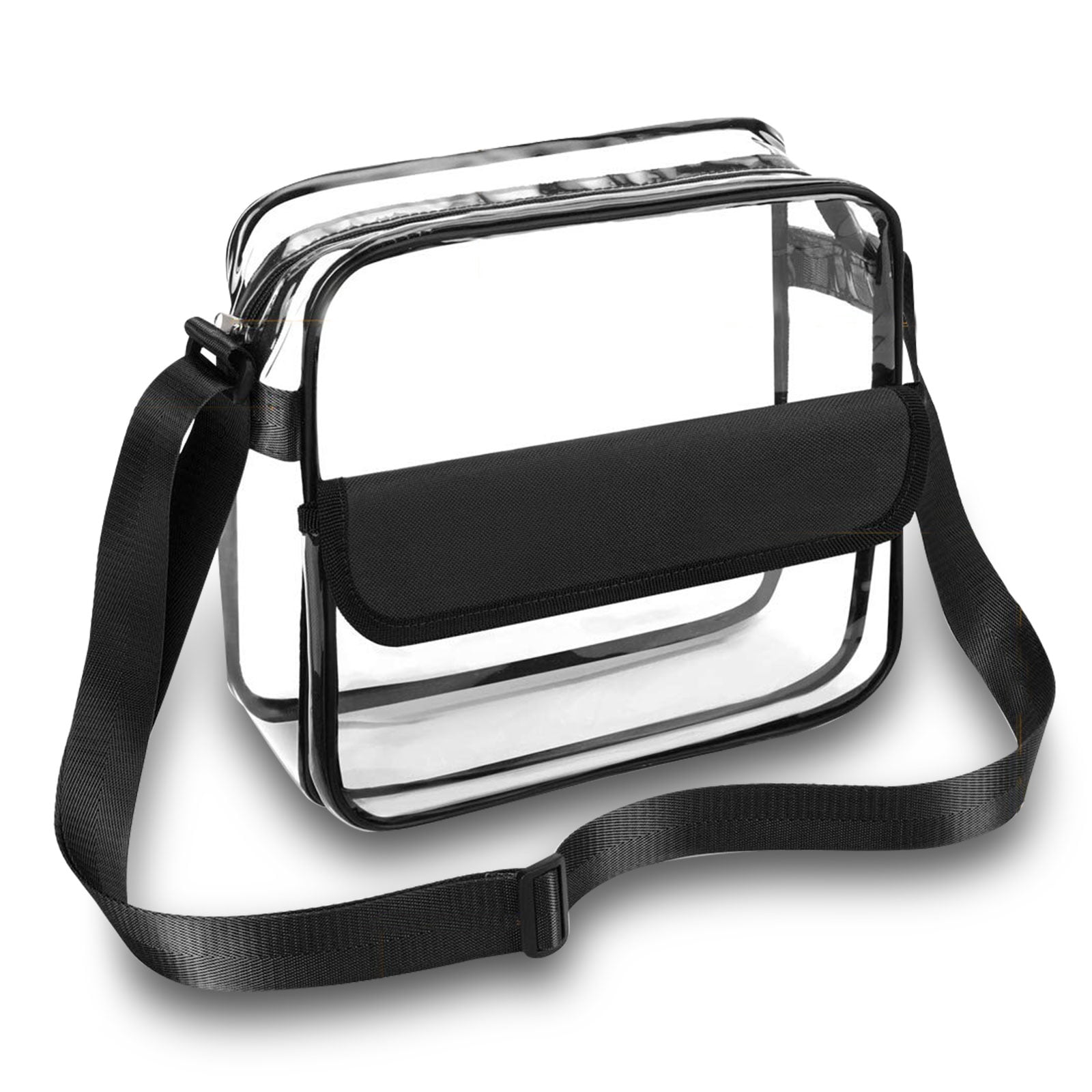 Waterproof Chain Crossbody Bag Set Black Transparent PVC Handbag Clear Purse Shoulder Bag for Women