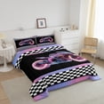 thumbnail image 3 of Erosebridal Cool Motorcycle Bedding Sets Twin with Comforter, Honeycomb Duvet Insert, Checkered Flag Decor, Super Cozy 2pcs, 3 of 8
