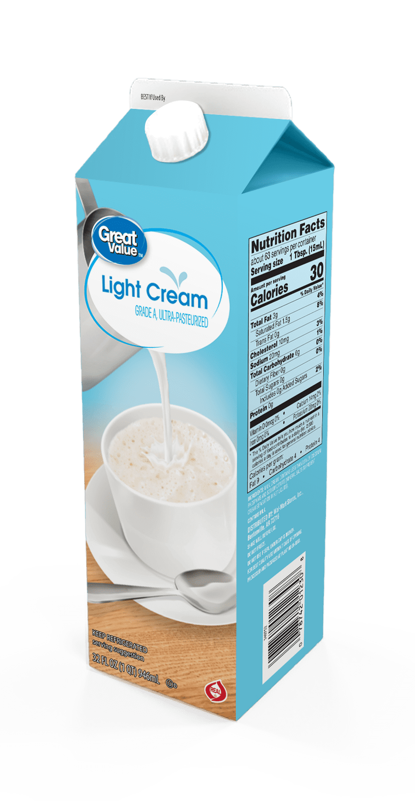 Great Value UltraPasteurized Light Cream, 32 Fl Oz Walmart Inventory