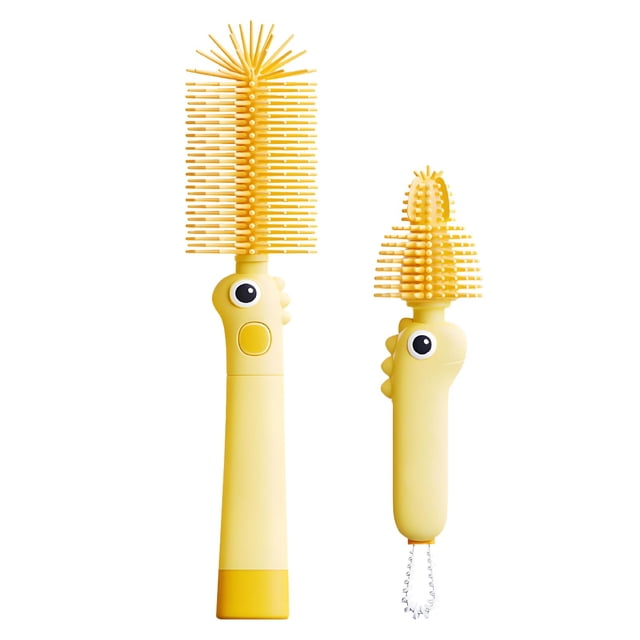 Kesttenn Set de cepillos de silicona 4 en 1 para biberones, amarillo
