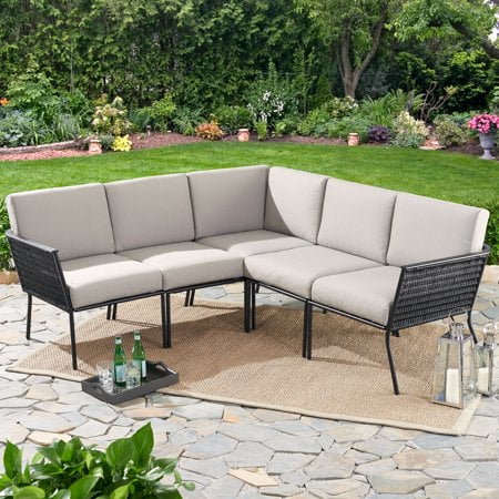 sectional patio cushions mainstays dagna gray piece outdoor walmart sofa furniture