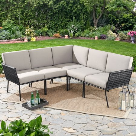 Mainstays Dagna 5-Piece Patio Sectional Set with Gray ...