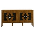 thumbnail image 3 of 60" Mid Century Modern Sideboard Buffet Cabinet with Storage, TV Media Console, Storage Cabinet with Geometric Pattern & Adjustable Shelves for Kitchen Dining Living Room Entryway Hallway (Brown), 3 of 11