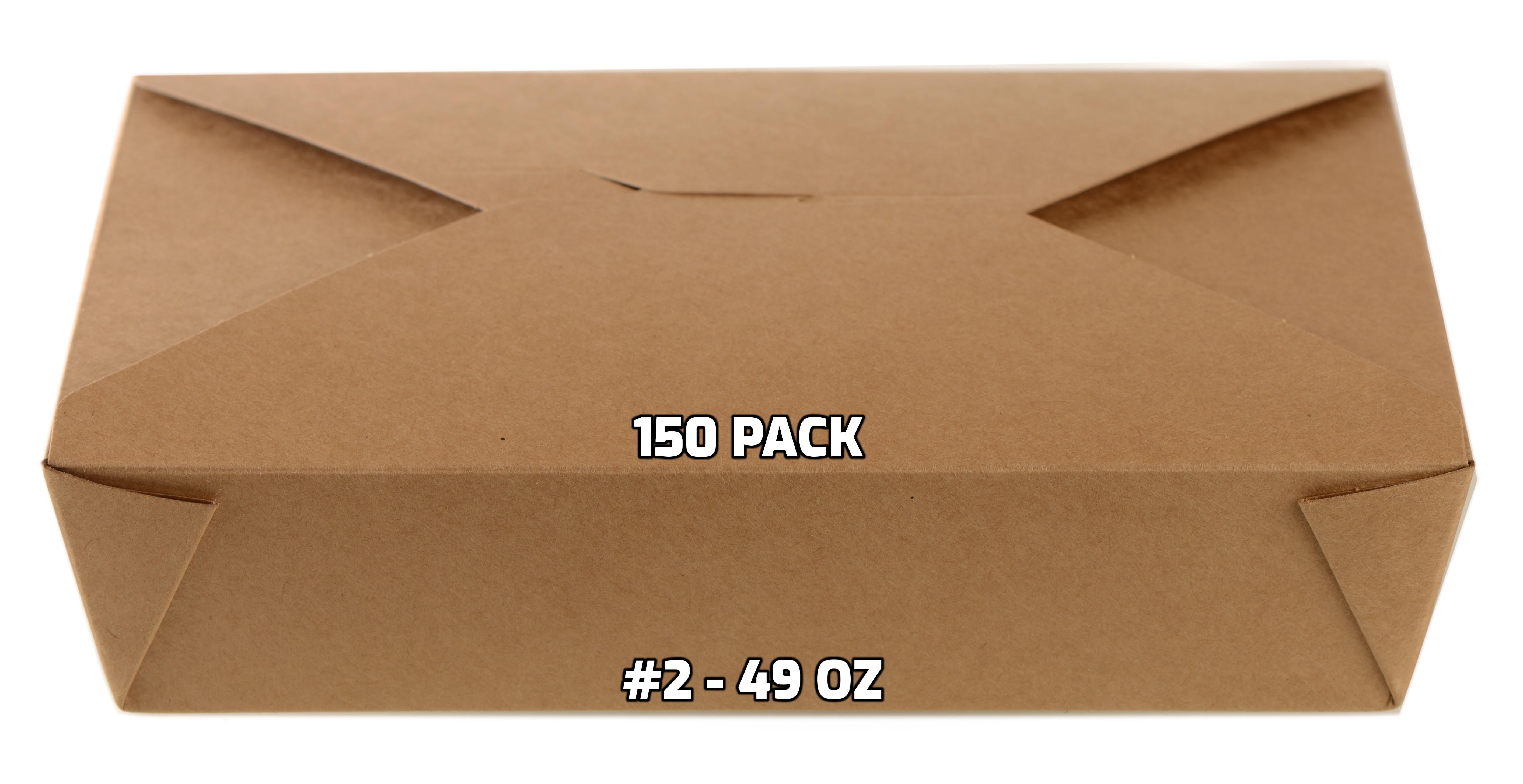 [150 PACK] Take Out Food Containers 49 oz Kraft Brown Paper Take Out