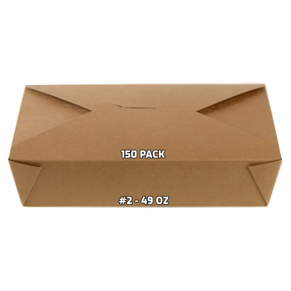 [150 PACK] Take Out Food Containers 49 oz Kraft Brown Paper Take Out Boxes Microwaveable Leak and Grease Resistant Food Containers - To Go Containers for Restaurant, Catering - Recyclable Lunch Box #2