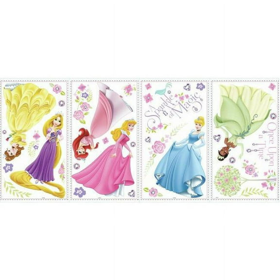 RoomMates RMK1903SCS Disney Princess Glow Princess Peel and Stick Wall Decals 36 Removable Girls Room Decor Stickers