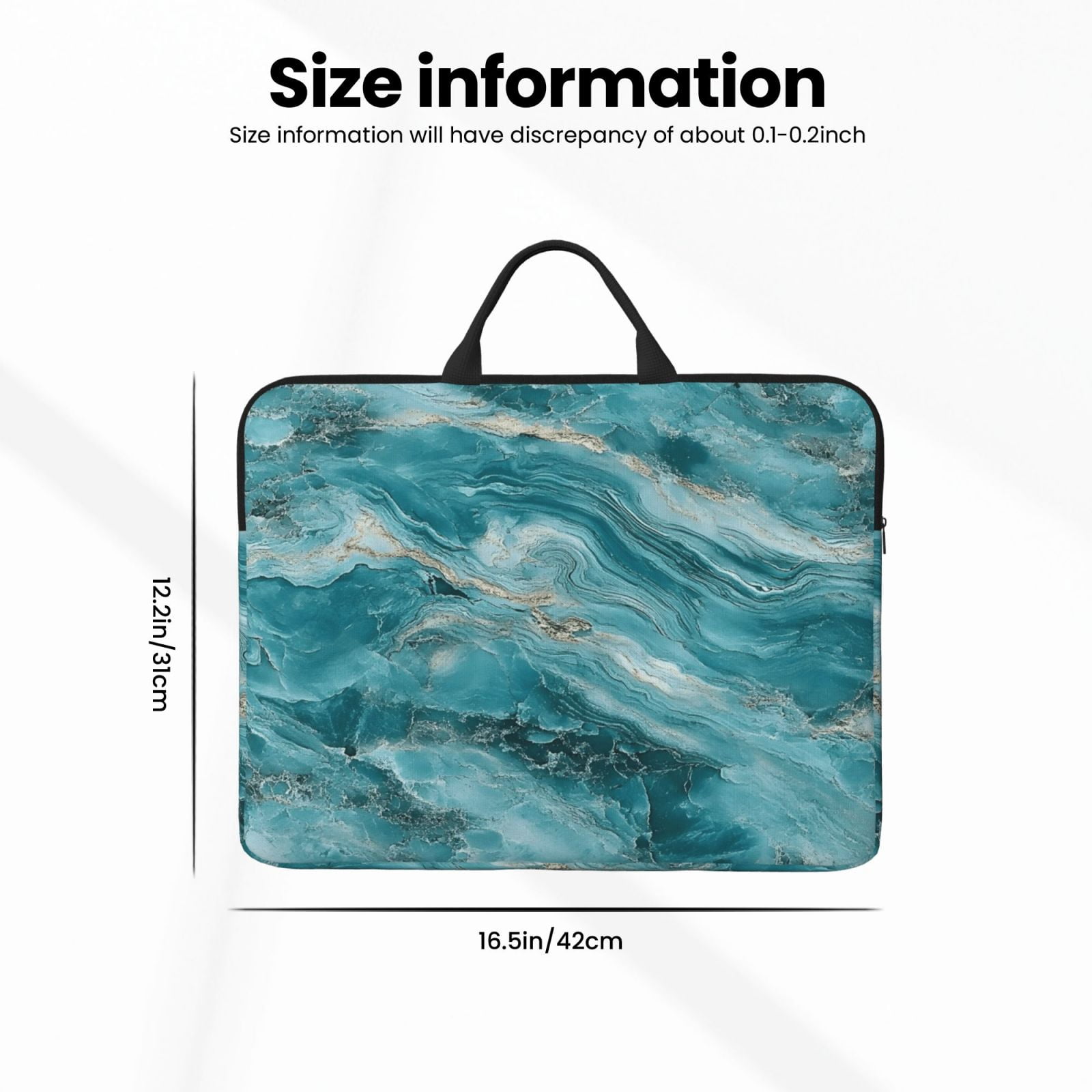 Laptop Sleeve Bag For Women Men 14inch Waterproof Durable Protective Computer Carrying Cover Handle Laptop Case Bag Teal Marble_2