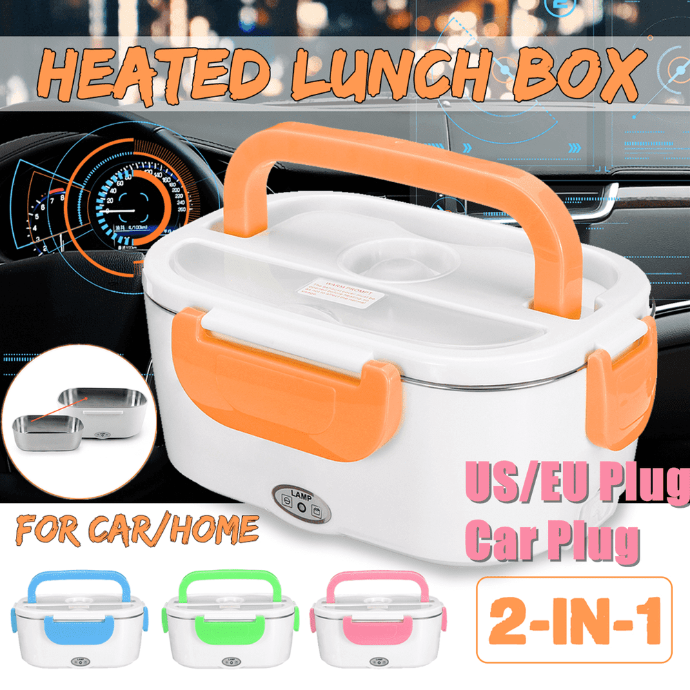 Portable Electric Heated Lunch Box Bento Car and RV + US Home Plug