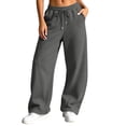 thumbnail image 3 of Baggy Sweatpants for Women, Elastic Waist Wide Leg Lounge Pants with Pockets, Relaxed Fit, Jogging Walking Daily Outdoor Wear | VerBelle,Dark Gray M, 3 of 9