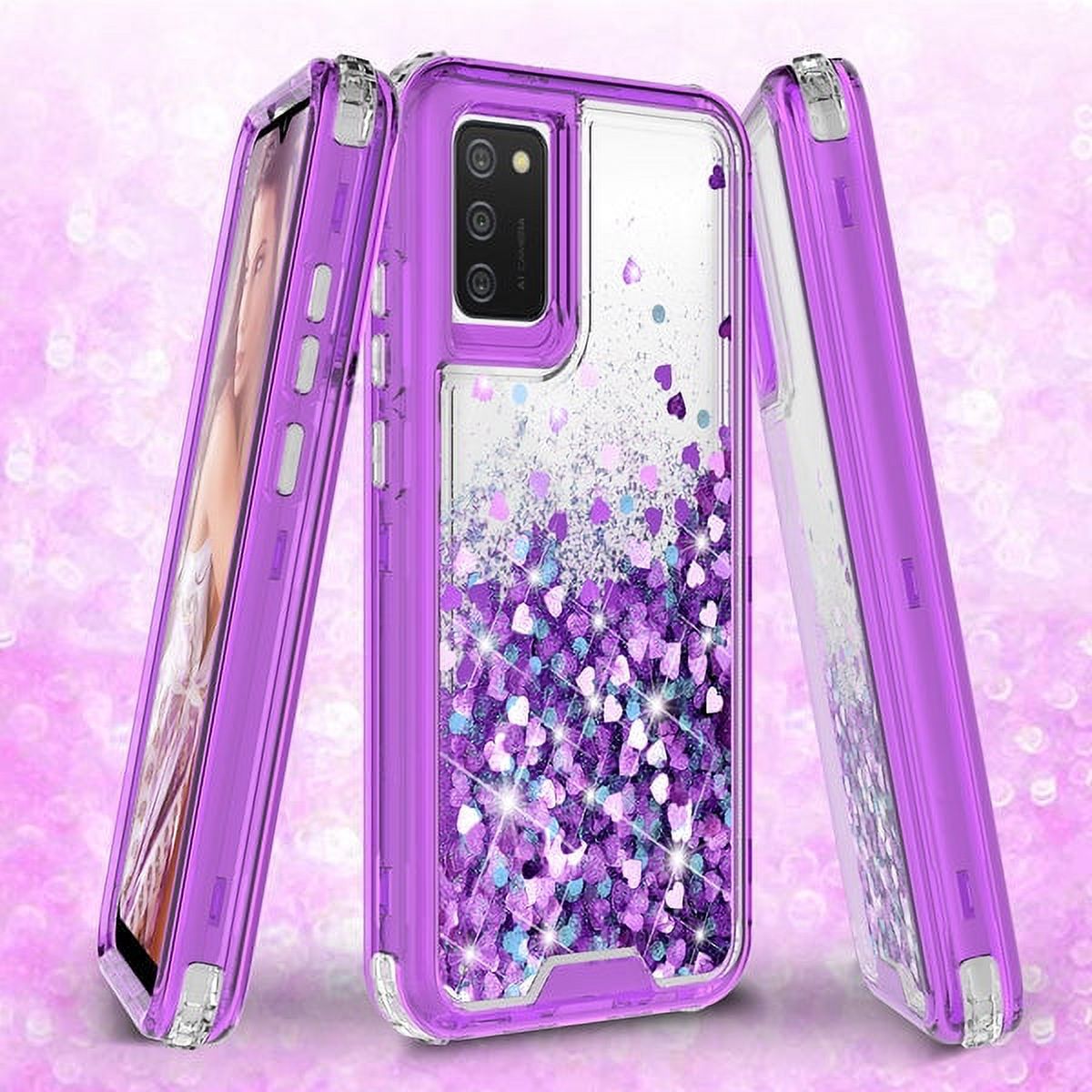 Galaxy S21 Plus Case,Samsung S21 Plus Case Liquid Glitter Waterfall Shock Proof Phone Case Cute Girls Women for Samsung Galaxy S21 Plus Case - Purple - image 2 of 7