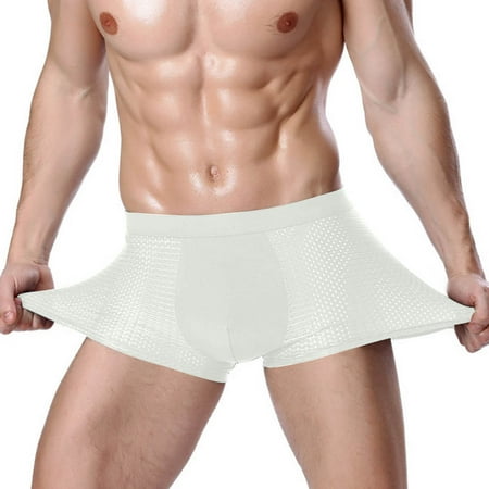 HUPOM Period Underwear For Women Silk Underwear For Women Medium waist Comfort Waist Solid Boxer Briefs White 4XL