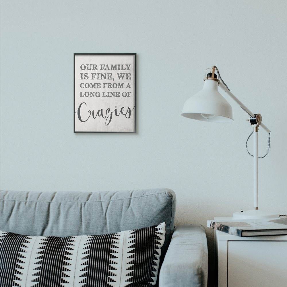 Stupell Industries Family Of Crazies Funny Wood Texture Word Design Framed Wall Art by Daphne Polselli