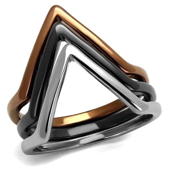 Womens Ring Brown Silver Black Tri Color Anillo Para Mujer Stainless Steel Ring with No Stone