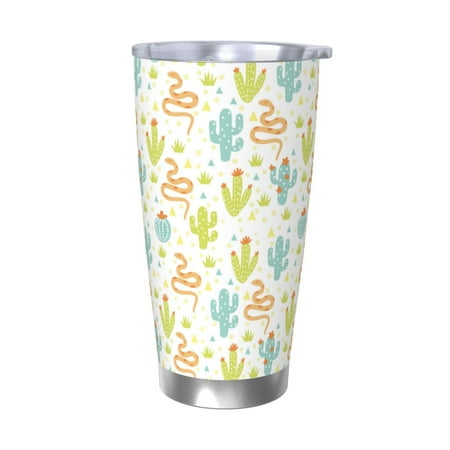 

Zeuib Snake And Cactus Printed 20oz Stainless Steel Insulated Car Cup Stainless Steel Thermal Cup Vacuum Insulated Leak-proof Travel Mug Cup-Without Straw