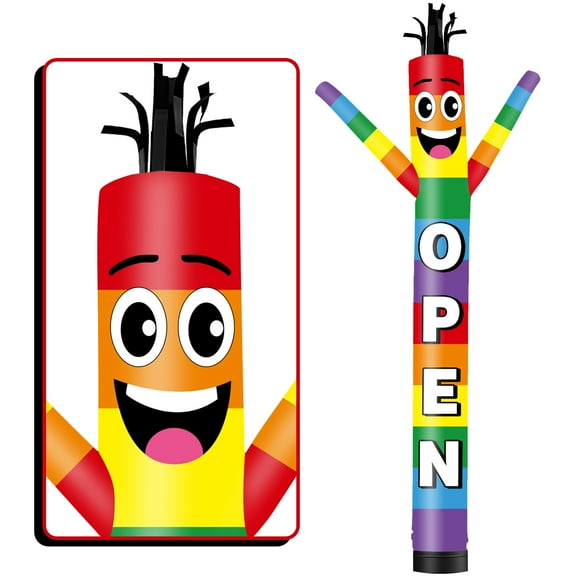 Open Inflatable Tube Man Wacky Wavy Dancing Guy for Outdoor Decoration Advertising Business Promotion - Rainbow-Themed (Blower Not Included)