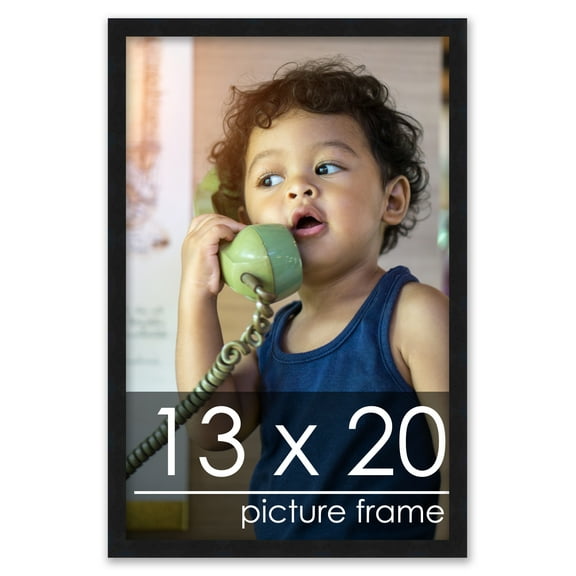 13x20 Contemporary Black Wood Picture Frame - UV Acrylic, Foam Board Backing, & Hanging Hardware Included!