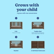 Graco Read-with-Me 4-in-1 Convertible Crib with Drawer and Removable Bookshelves, Hazelnut