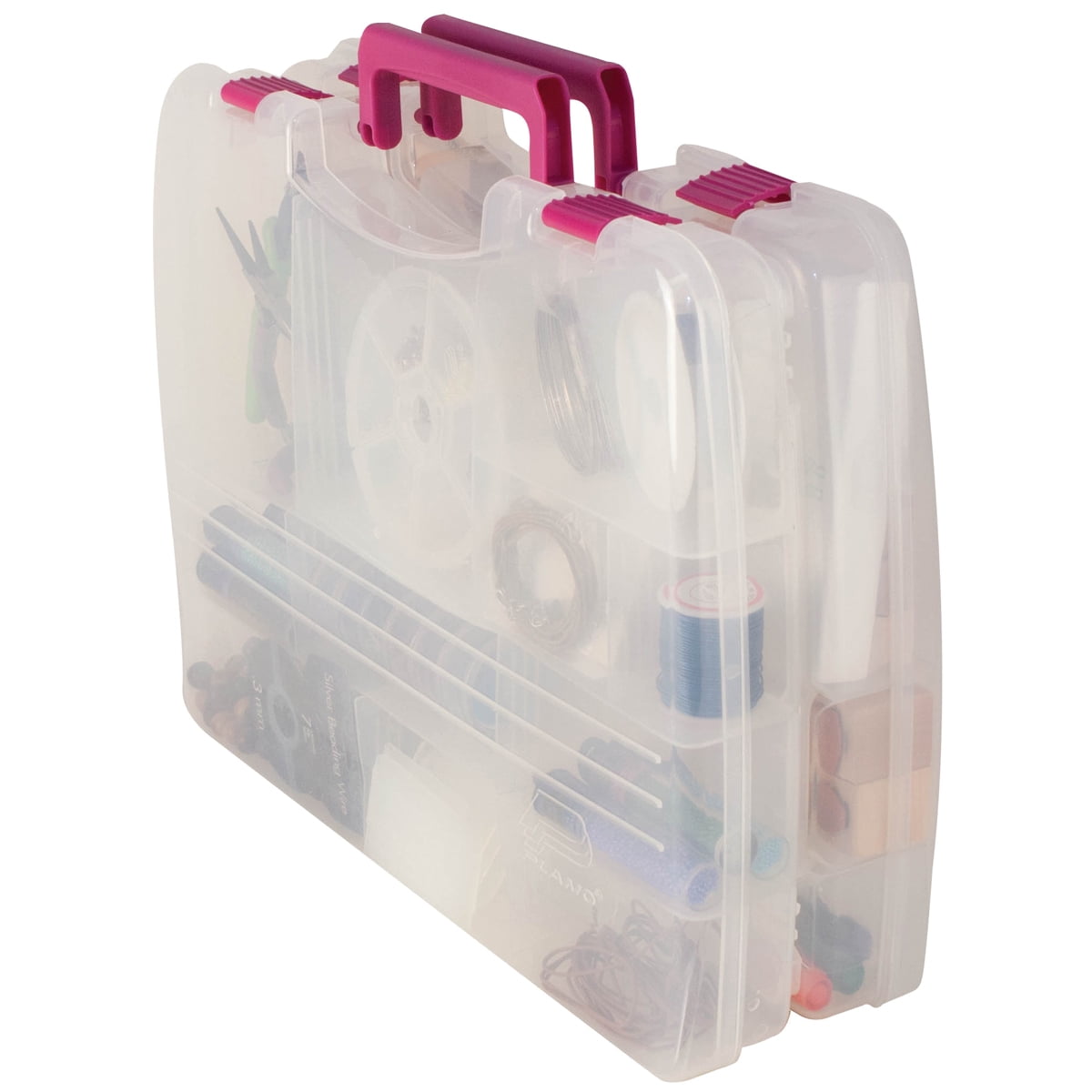 Creative Options Pro Latch Connectable Satchel, 14.75' x 2' x 11', 5-22 Movable Compartments, Clear/Magenta
