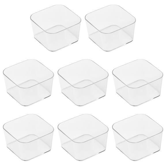 8 Pack Drawer Organizer - 3.35 x 3.35 x 1.97" Plastic Storage Bins, PET Organizers with Non-Slip Pads Clear Desk Storage Tray for Makeup, Jewelries, Kitchen Utensils, Bathroom and Office Storage Box