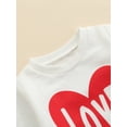 thumbnail image 5 of Toddler Kids Baby Girl Valentine's Day 2Pcs Skirt Sets Love Heart Print Pullover Tops Denim A-Line Dress Outfits, 5 of 8