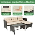 thumbnail image 4 of 3 Piece Patio Furniture Set, Wicker Outdoor Conversation Set with Cushions, Outdoor Rattan Furniture Sofa Set for Backyard, Porch, Garden, Brown, 4 of 10