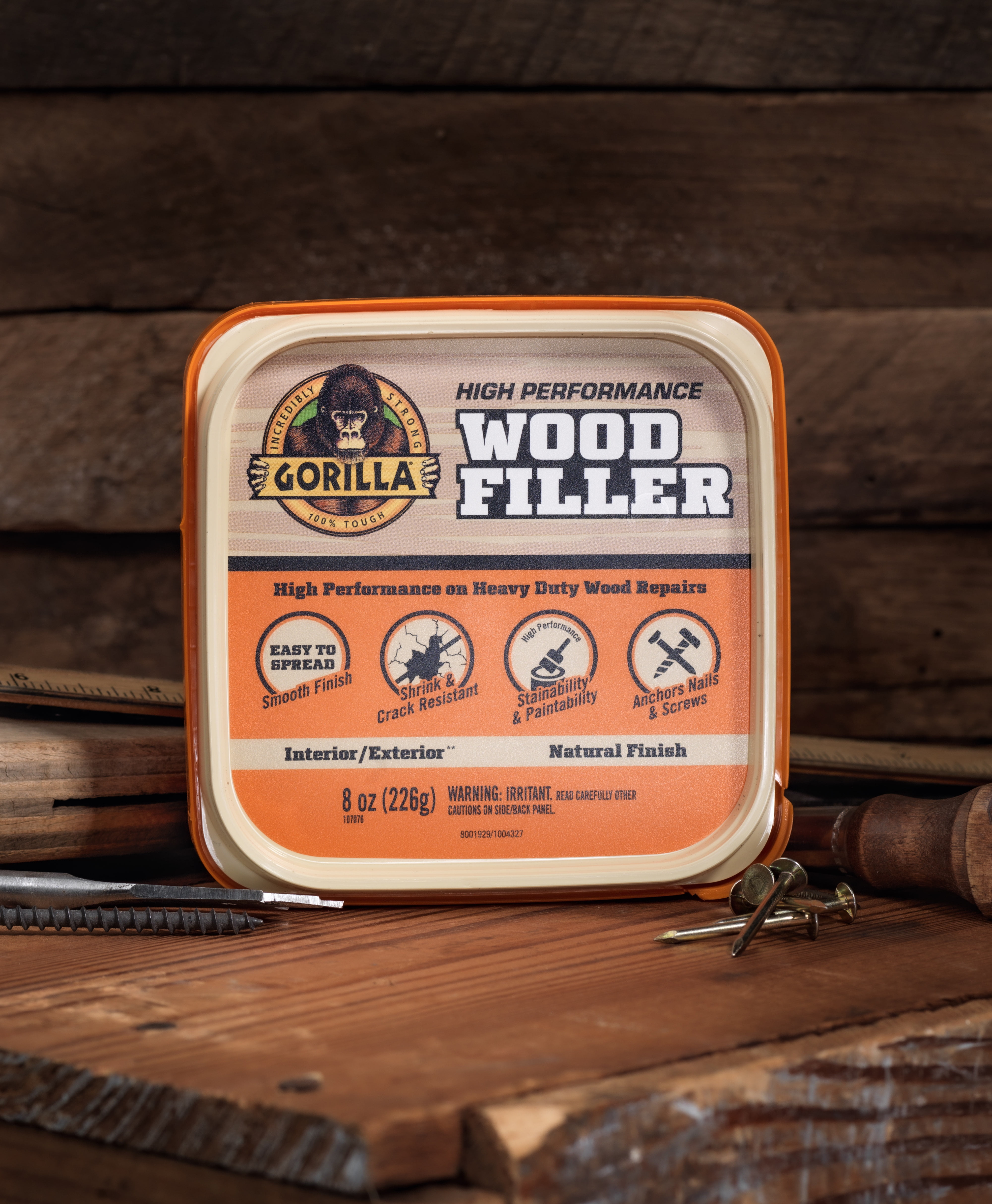 Buy Gorilla 107084 Wood Filler, Liquid Paste, Odorless to Mild, Tan, 8 oz  Tub Tan (Pack of 4)