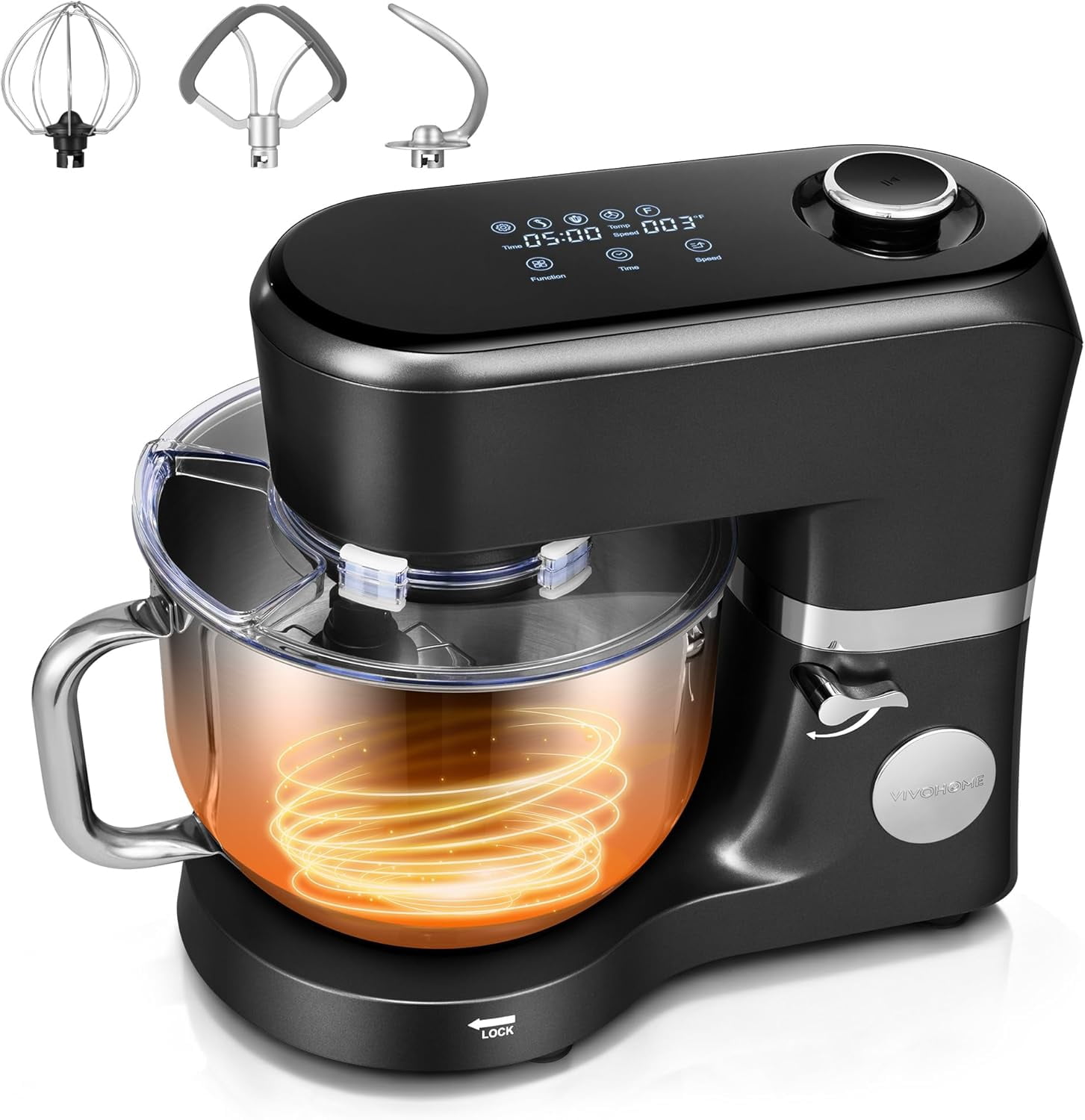 SPECSTAR Stand Mixer with Fermentation, One-Touch Presets Electric Dough Mixer with 6 Qt Bowl, Kitchen Standing Mixer for Baking, Cake with Flex Edge Beater, Bread Hook, Whisk, Black