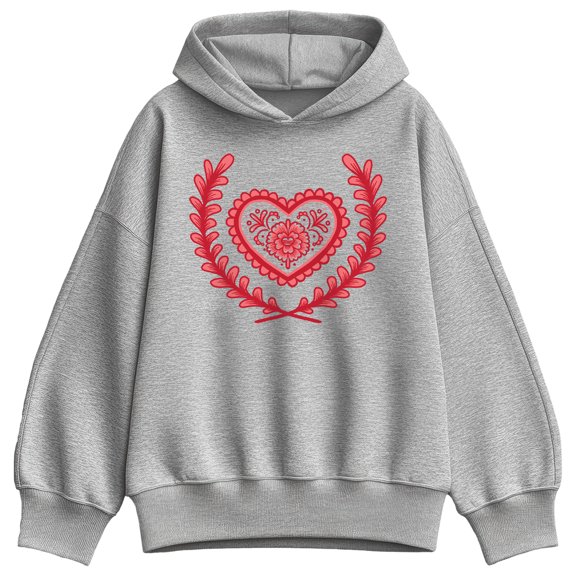 Instant Message - Scandinavian Heart - Women's Oversized Fleece Hoodie Sweatshirt