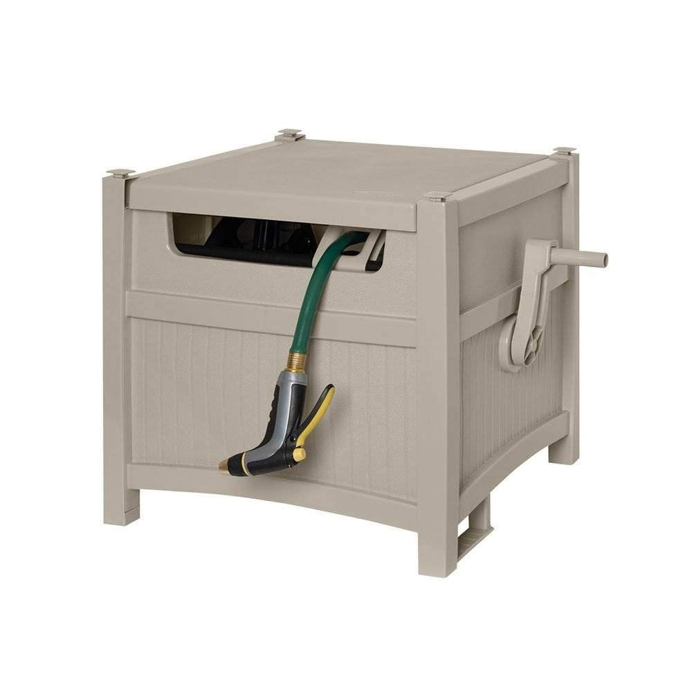 Suncast Resin Outdoor Hose Hideaway with Hose Guide Durable Hose