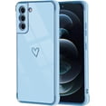thumbnail image 5 of Compatible with Samsung Galaxy S21 Plus 6.7" 2021 Cute Case Thin for Women Girls,Soft TPU Plating Bumper Love Heart Case Anti-Scratch Shockproof Raised Reinforced Corners Case(Sky Blue), 5 of 10