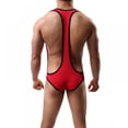 thumbnail image 5 of Men's Ice Silk Jockstrap Leotard Underwear Jumpsuits Wrestling Singlet Bodysuit, 5 of 5